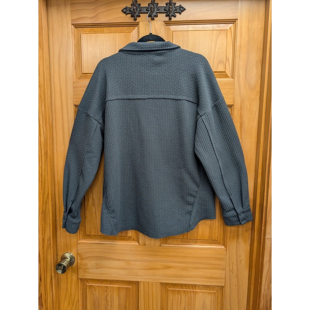 New In Men Large Jacket Gray Button Front Ragged Edges Seams Heavy Cable Knit - Picture 2 of 11